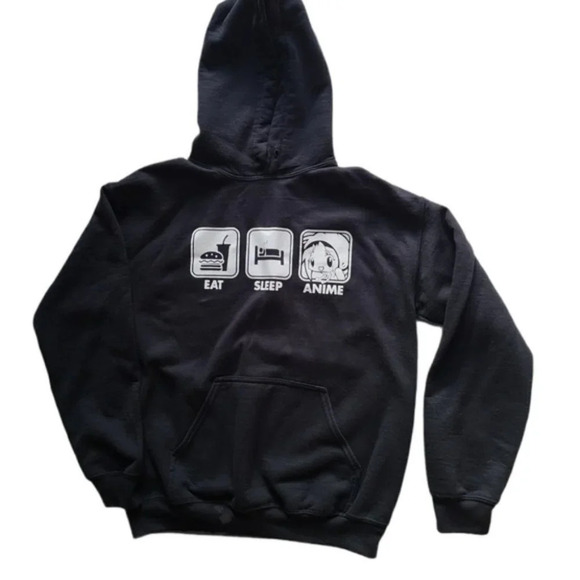 EAT,  SLEEP, ANIME pullover hoodie, Size M - Picture 1 of 7